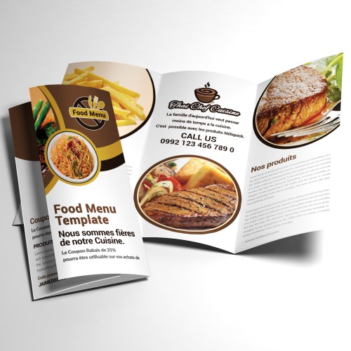 حزمة تصميم قائمة طعام ثلاثية الطيات الاحترافية