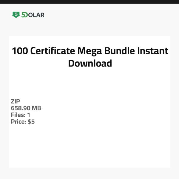 100 Certificate Mega Bundle - Instant Download