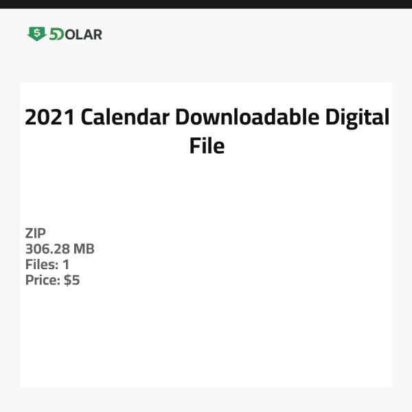 2021 Calendar - Downloadable Digital File