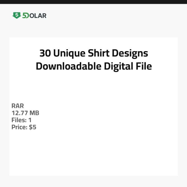 30 Einzigartige Shirt Designs - Herunterladbare Digitale Datei