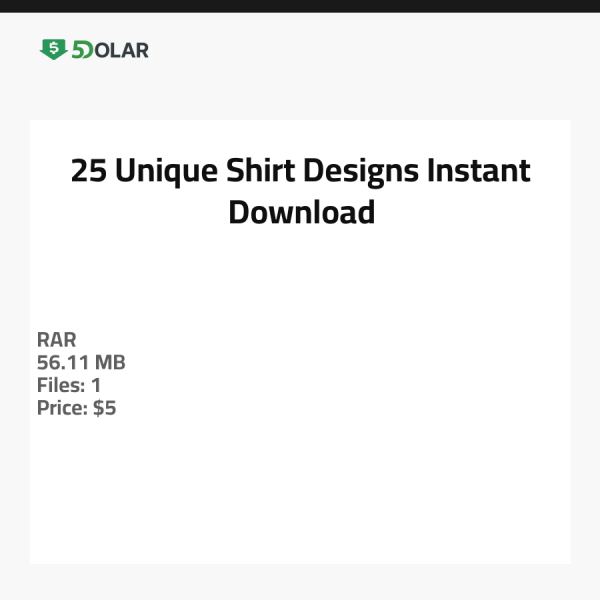 25 Einzigartige Shirt-Designs - Sofortiger Download