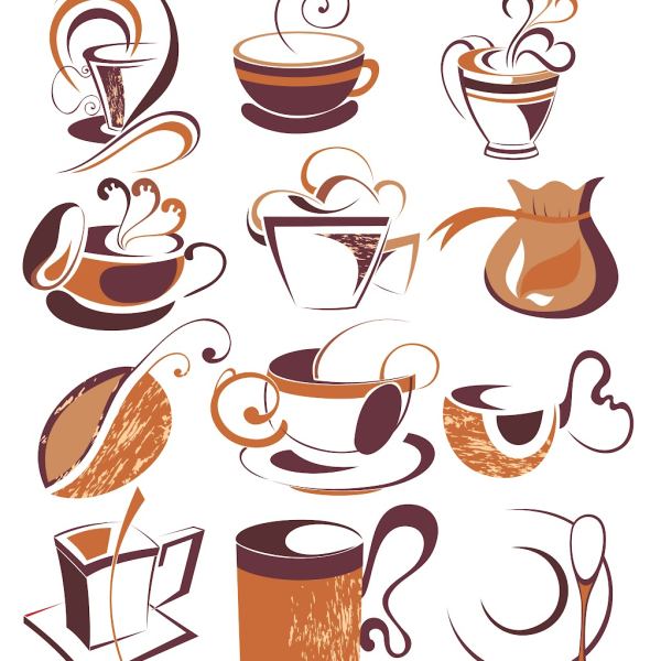 مقهى - 25 عنصر تصميم أساسي بصيغة EPS والمزيد