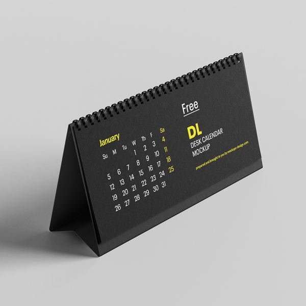 Desktop-Kalender-Mockup-Zugriff - PSD- und JPG-Dateien