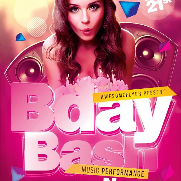 Bday Bash Flyer Vorlage - Greifen Sie heute auf Ihr Design zu!