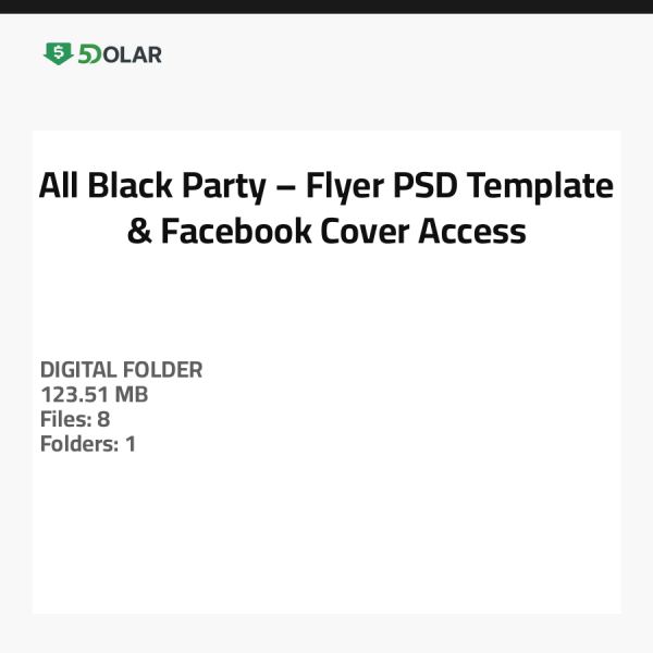 حفلة الأسود الكامل – قالب PSD للنشرة وغطاء فيسبوك