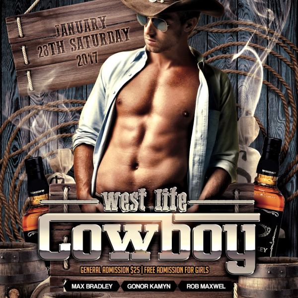 Cowboy – Flyer PSD-Vorlage & Facebook Cover Zugriff