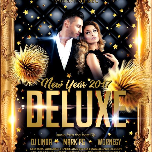 Deluxe Neujahr 2017 Flyer PSD Vorlage & Facebook Cover Zugriff