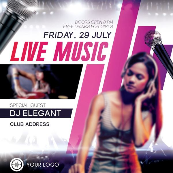 Live-Musik Flyer PSD-Vorlage & Facebook Cover Zugriff
