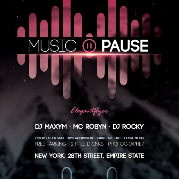 Musik Pause – Flyer PSD Vorlage & Facebook Cover Zugriff