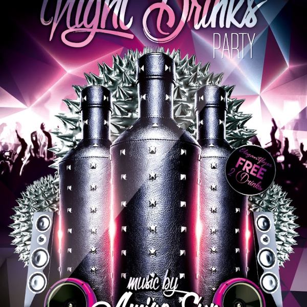 Night Drinks Party - Flyer PSD Template & Facebook Cover Access