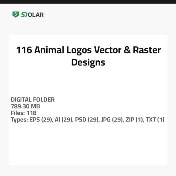 116 Tierlogos - Vektor- und Rasterdesigns