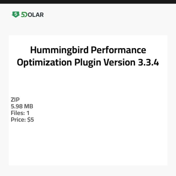 Hummingbird Leistungsoptimierungs-Plugin - Version 3.3.4