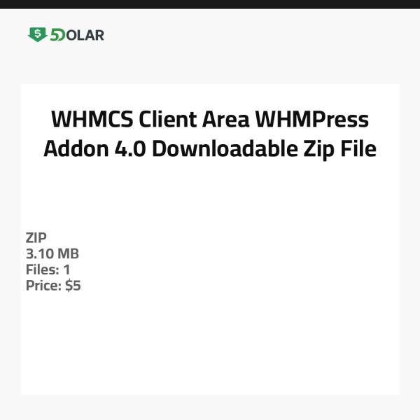 WHMCS Client Area WHMPress Addon 4.0 - Herunterladbare Zip-Datei
