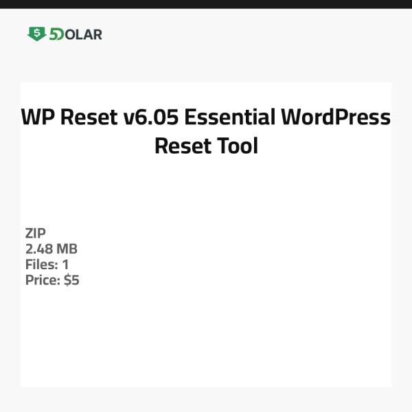 WP Reset v6.05 - Essentielles WordPress Reset-Tool