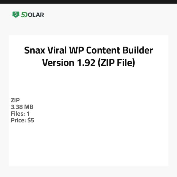Snax Viral WP Content Builder - Version 1.92 (ZIP-Datei)