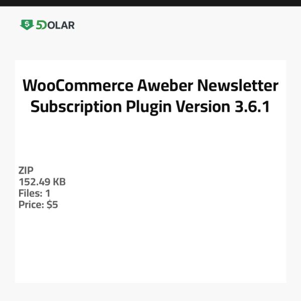 WooCommerce Aweber Newsletter-Abonnement-Plugin - Version 3.6.1