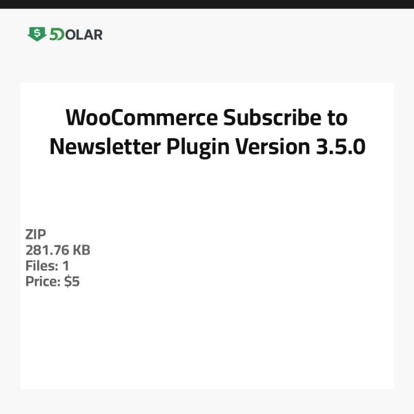 WooCommerce Newsletter abonnieren Plugin - Version 3.5.0
