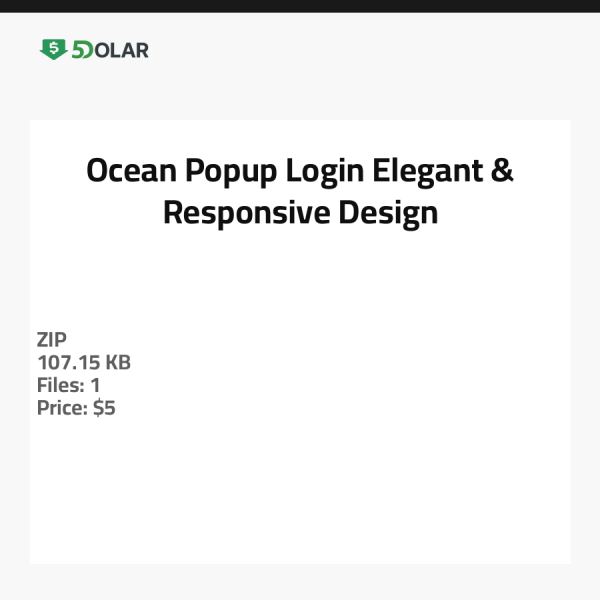 تسجيل دخول أوشن المنبثق - تصميم أنيق واستجابة