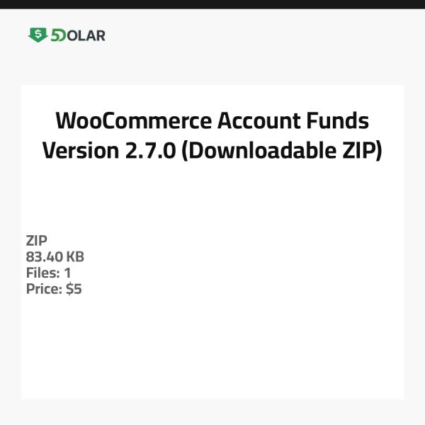 WooCommerce Kontofonds - Version 2.7.0 (Downloadbares ZIP)