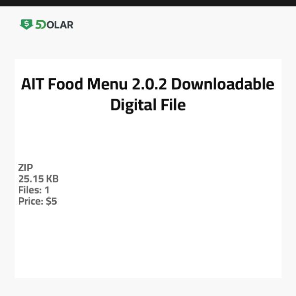 AIT Food Menu 2.0.2 - Herunterladbare digitale Datei
