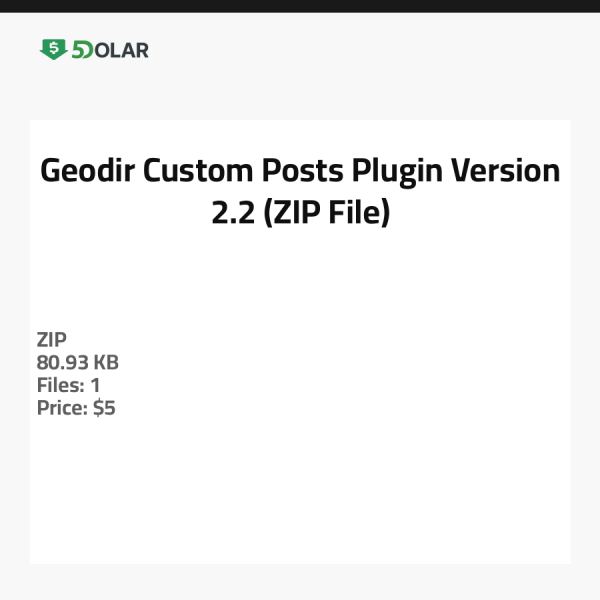 Geodir Custom Posts Plugin - Version 2.2 (ZIP-Datei)