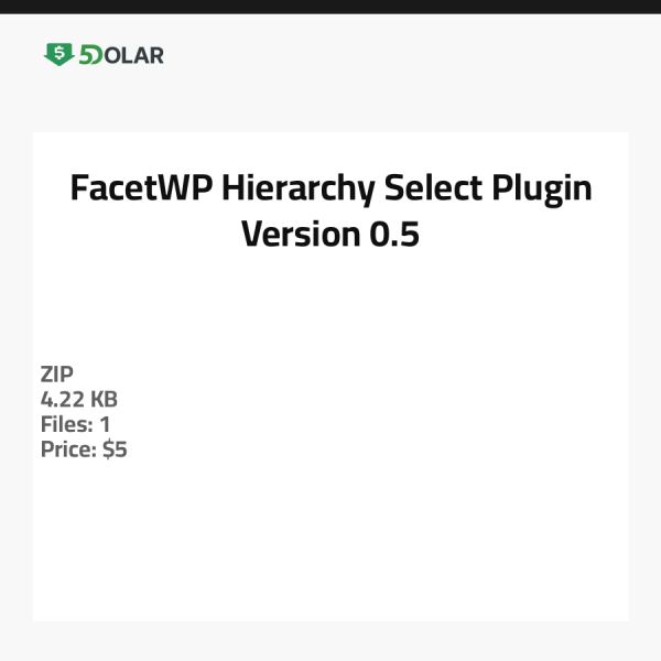 FacetWP Hierarchy Select Plugin - Version 0.5