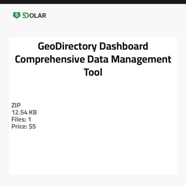 GeoDirectory Dashboard - Umfassendes Datenmanagement-Tool