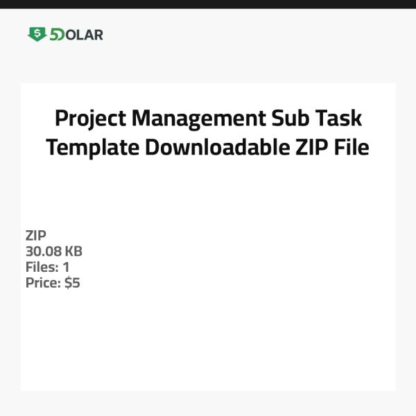 قالب إدارة المشاريع - مهمة فرعية - ملف ZIP قابل للتنزيل