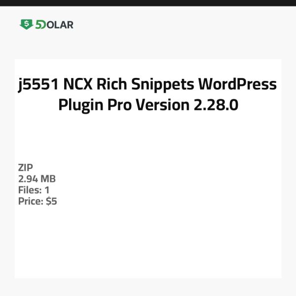 j5551 NCX Rich Snippets WordPress Plugin Pro - Version 2.28.0