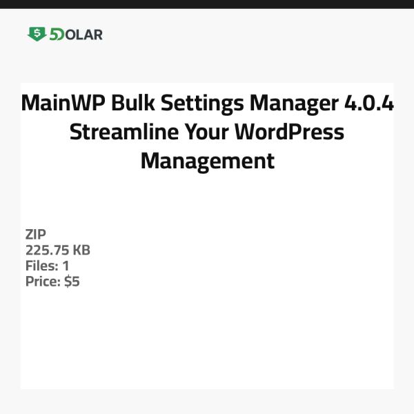 MainWP Bulk Settings Manager 4.0.4 - Optimieren Sie Ihre WordPress-Verwaltung