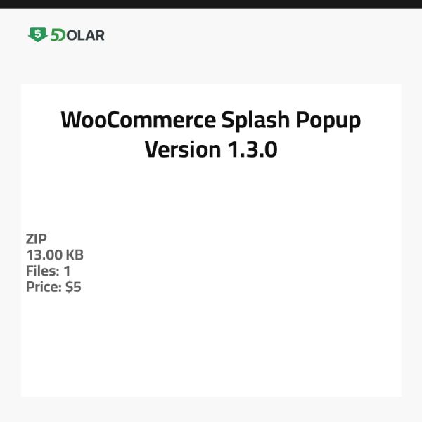 WooCommerce Splash Popup - Version 1.3.0