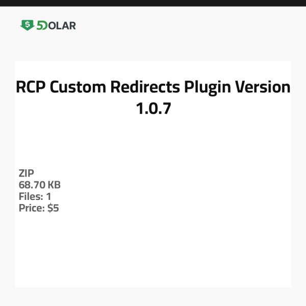 RCP Custom Redirects Plugin - Version 1.0.7