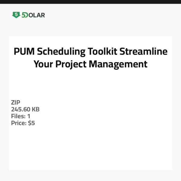PUM Scheduling Toolkit - Optimieren Sie Ihr Projektmanagement