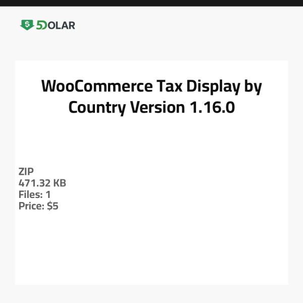 WooCommerce Steueranzeige nach Land - Version 1.16.0