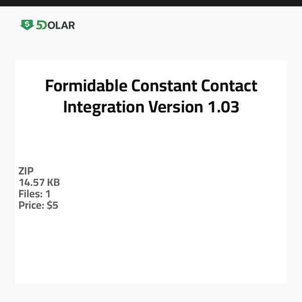 Formidable Constant Contact Integration - Version 1.03