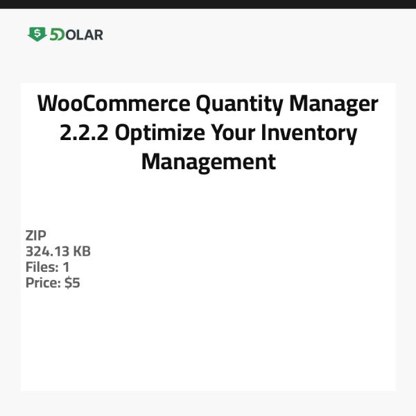 WooCommerce Quantity Manager 2.2.2 - Optimieren Sie Ihr Bestandsmanagement