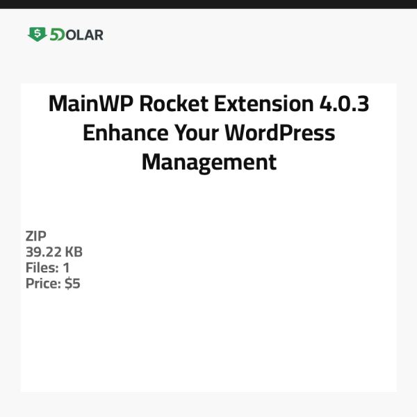 MainWP Rocket Erweiterung 4.0.3 - Verbessern Sie Ihr WordPress-Management
