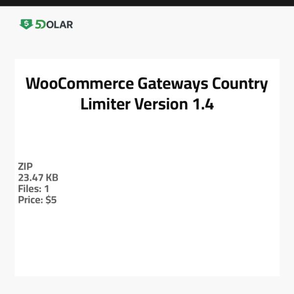 WooCommerce Gateways Country Limiter - Version 1.4