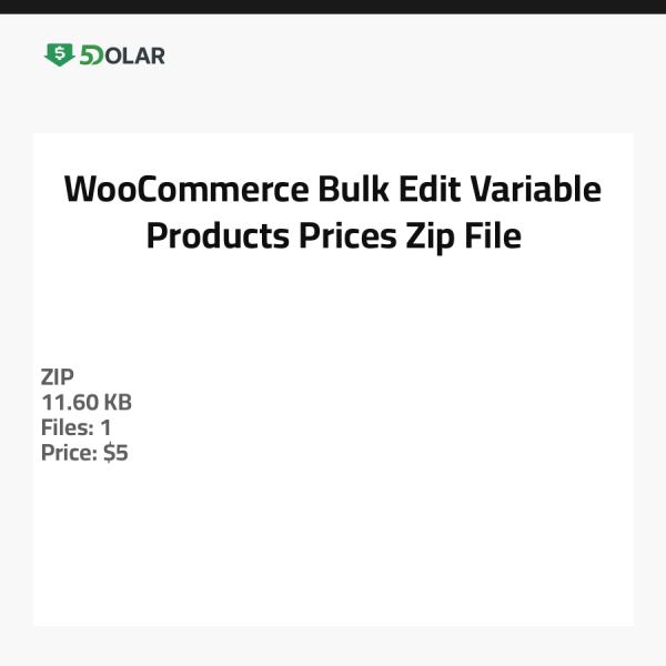 WooCommerce Bulk Edit Variable Products Prices - Zip-Datei