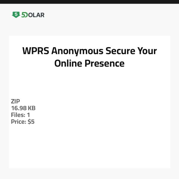 WPRS Anonymous - Sichern Sie Ihre Online-Präsenz