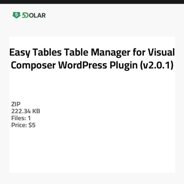 Einfache Tabellen - Tabellenmanager für das Visual Composer WordPress Plugin (v2.0.1)