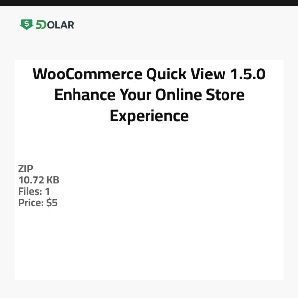 WooCommerce Quick View 1.5.0 - Verbessern Sie Ihr Online-Shop-Erlebnis