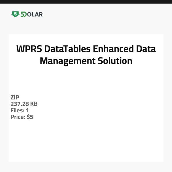 WPRS DataTables - Verbesserte Datenmanagementlösung