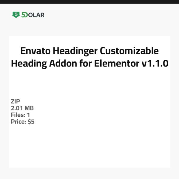 Envato Headinger - Anpassbares Überschrift-Addon für Elementor v1.1.0