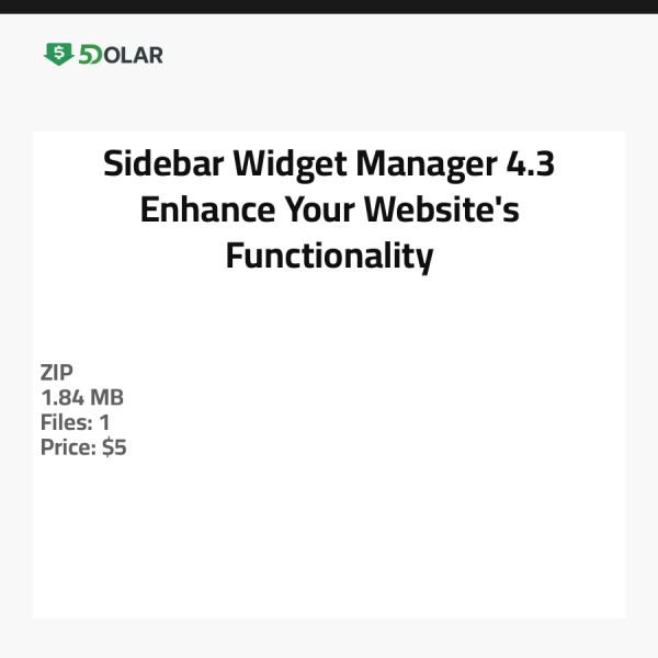 Sidebar Widget Manager 4.3 - Verbessern Sie die Funktionalität Ihrer Website