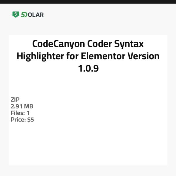 CodeCanyon Coder Syntax Highlighter für Elementor - Version 1.0.9