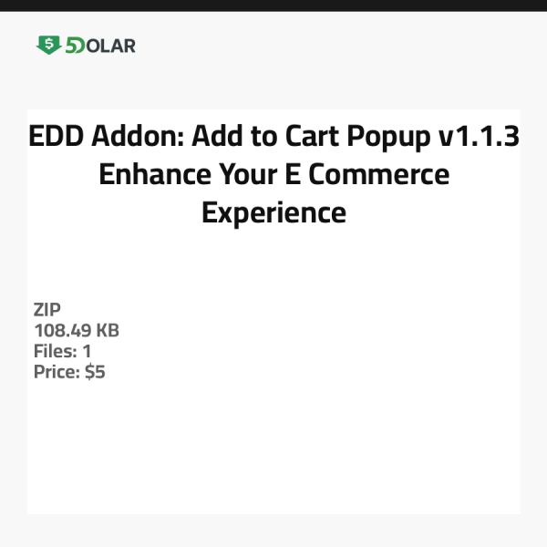 EDD Addon: Add to Cart Popup v1.1.3 - Verbessern Sie Ihr E-Commerce-Erlebnis