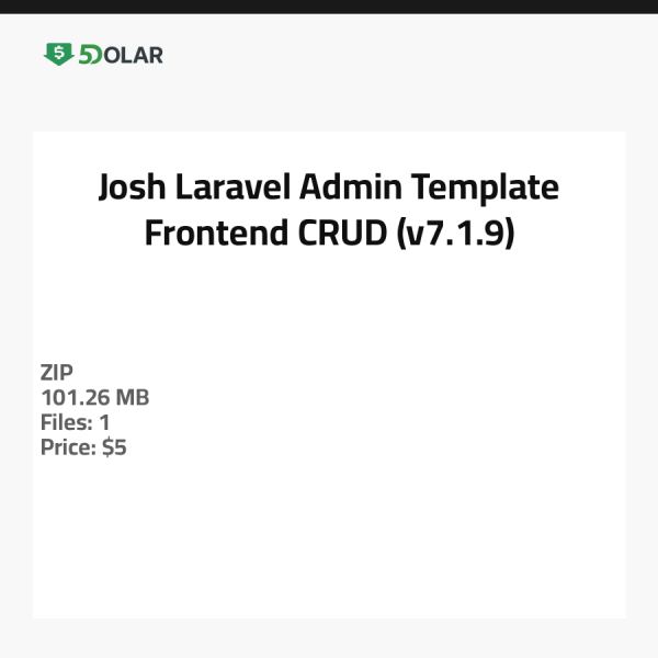 Josh Laravel Admin Template - Frontend CRUD (v7.1.9)