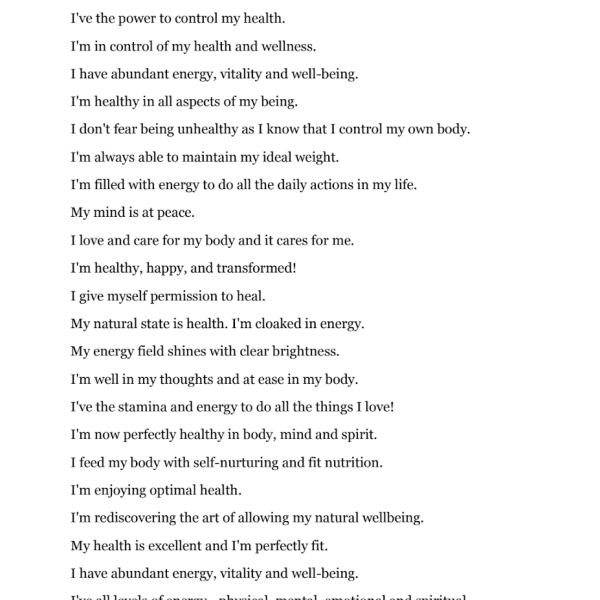 Health and Wellness Affirmations Audio Access