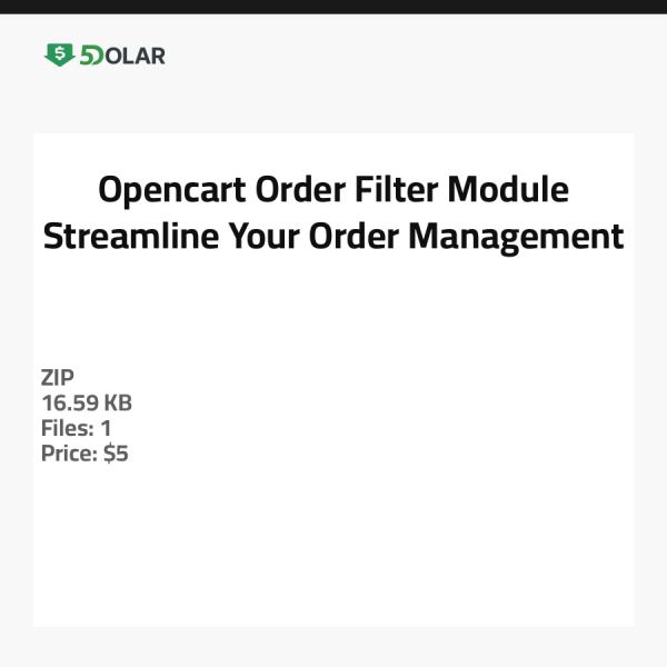 Opencart Order Filter Module - Streamline Your Order Management